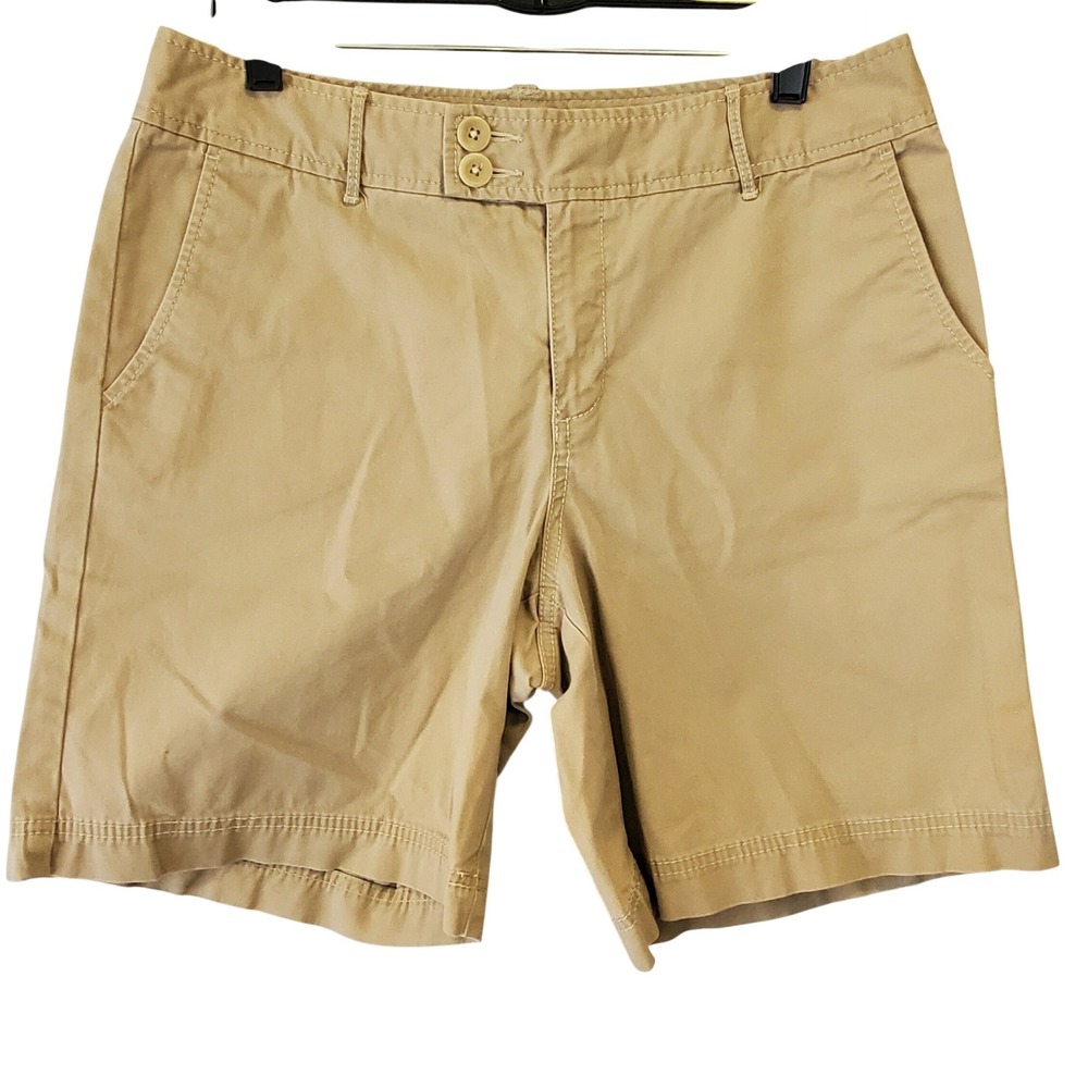 Eddie Bauer Mercer Fit Khaki Chino Shorts Tan Cotton Stretch Size 10